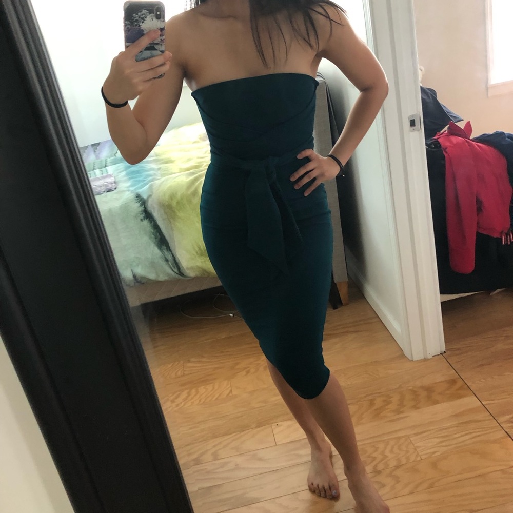 NWOT Small Nookie Royal Strapless Midi Dress Teal